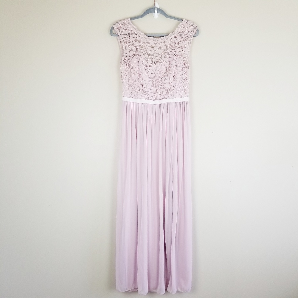 David's Bridal Long Bridesmaid Dress with Lace